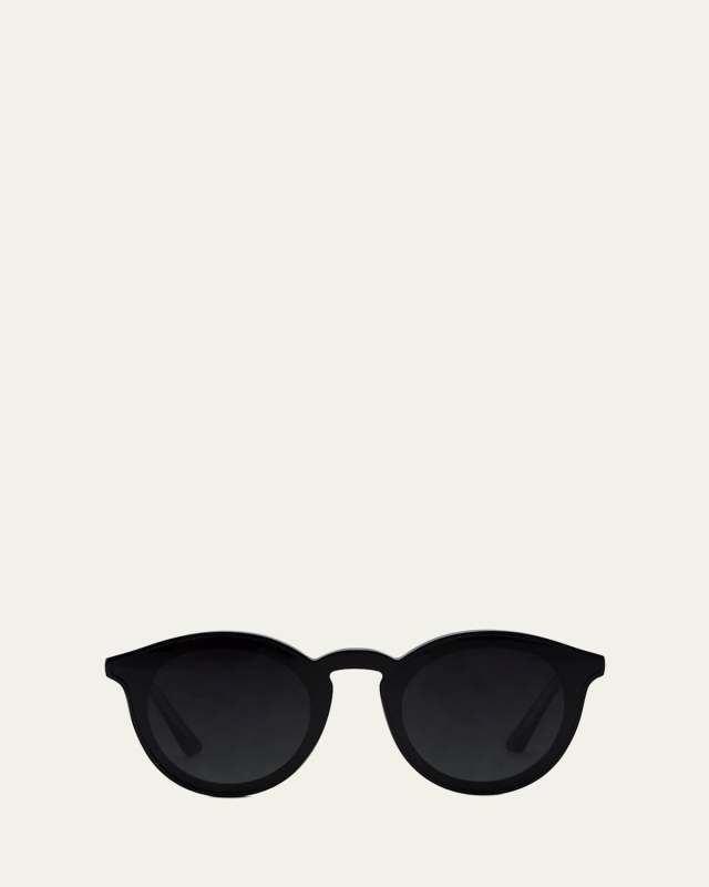 Collins Round Monochromatic Acetate Sunglasses w/ Nylon Overlay Lens
